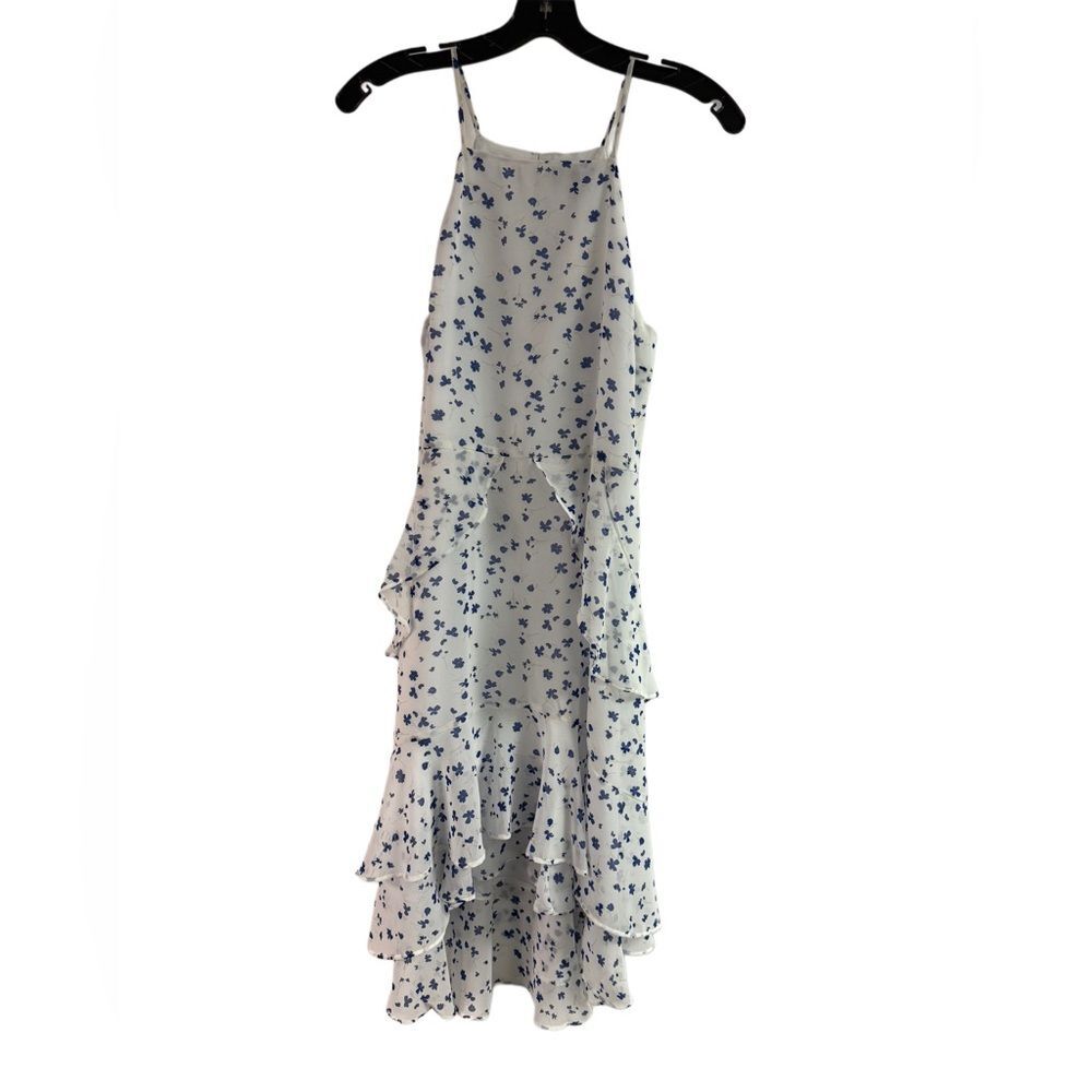 NWT Banana Republic White Blue Floral Ruffle Tiered Dress Size 6